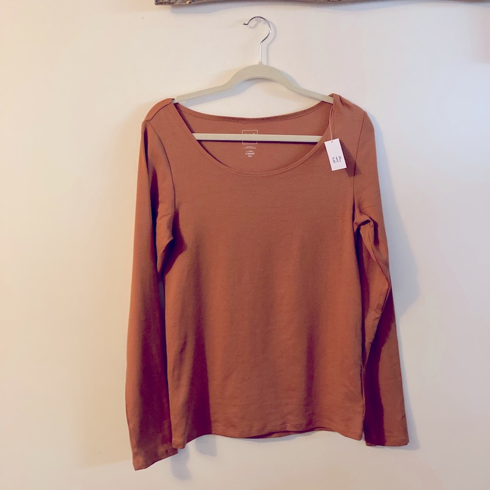 GAP Dark Mustard Long Sleeve Scoop Neck Modern Tee Fall Colour Size Large Tall